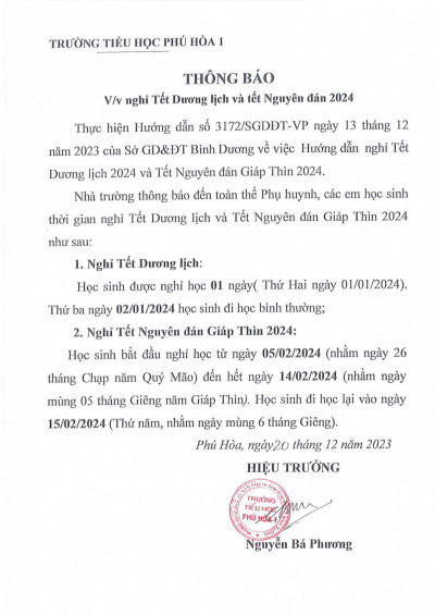 Lịch nghỉ tết dương lịch và tết Nguyên Đán năm 2023-2024