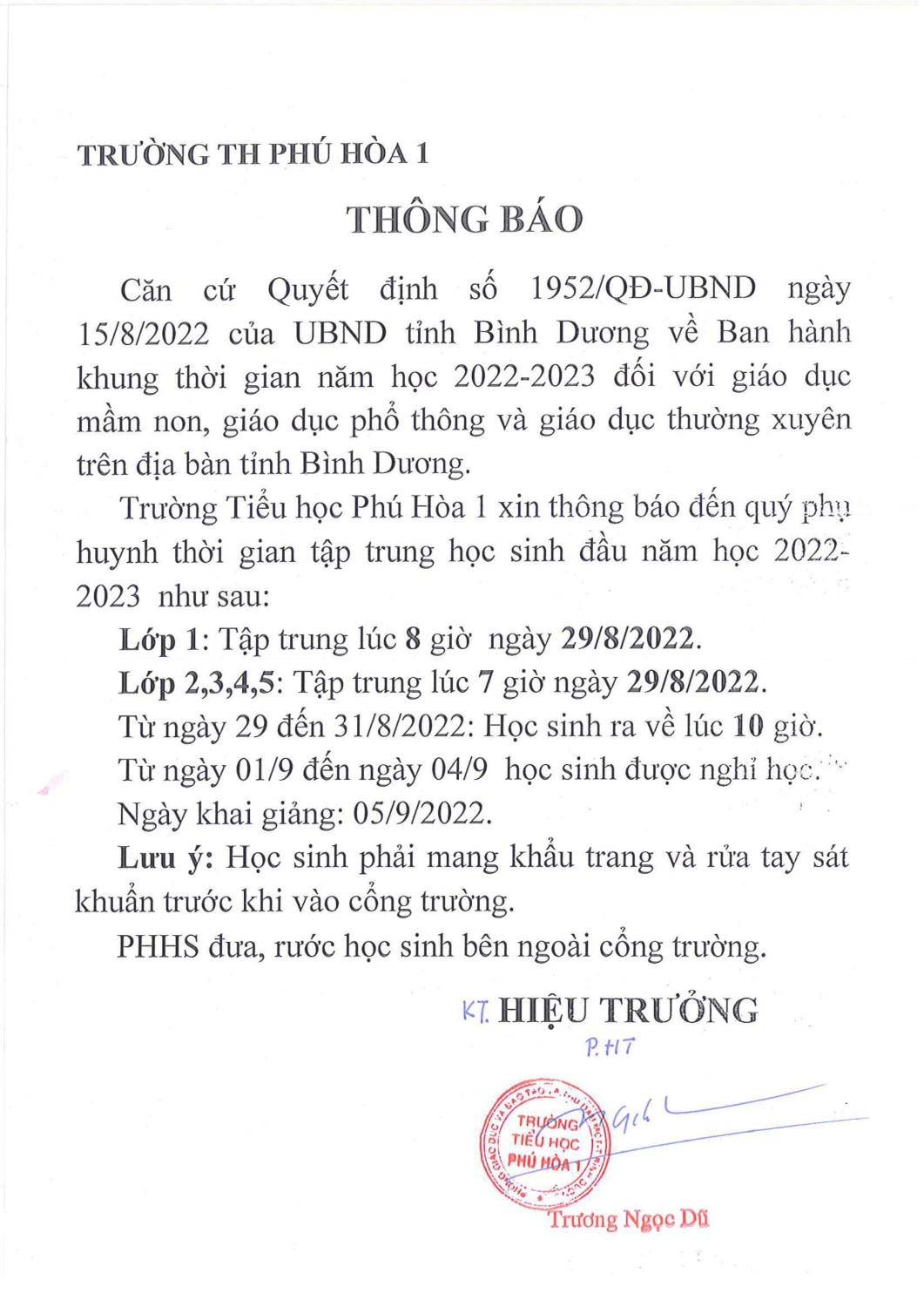 thông báo