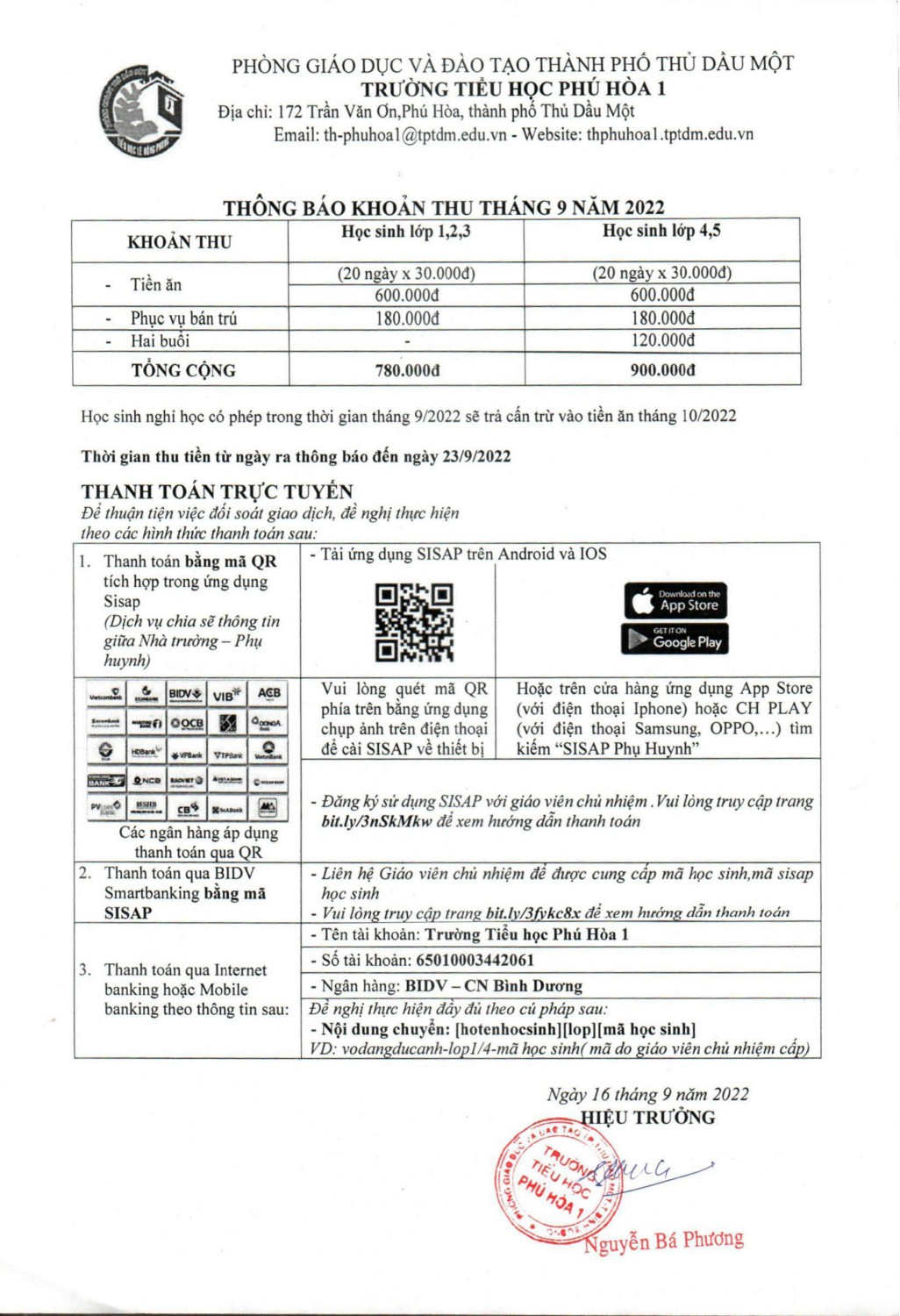 thong bao thu tien thang 9 2022