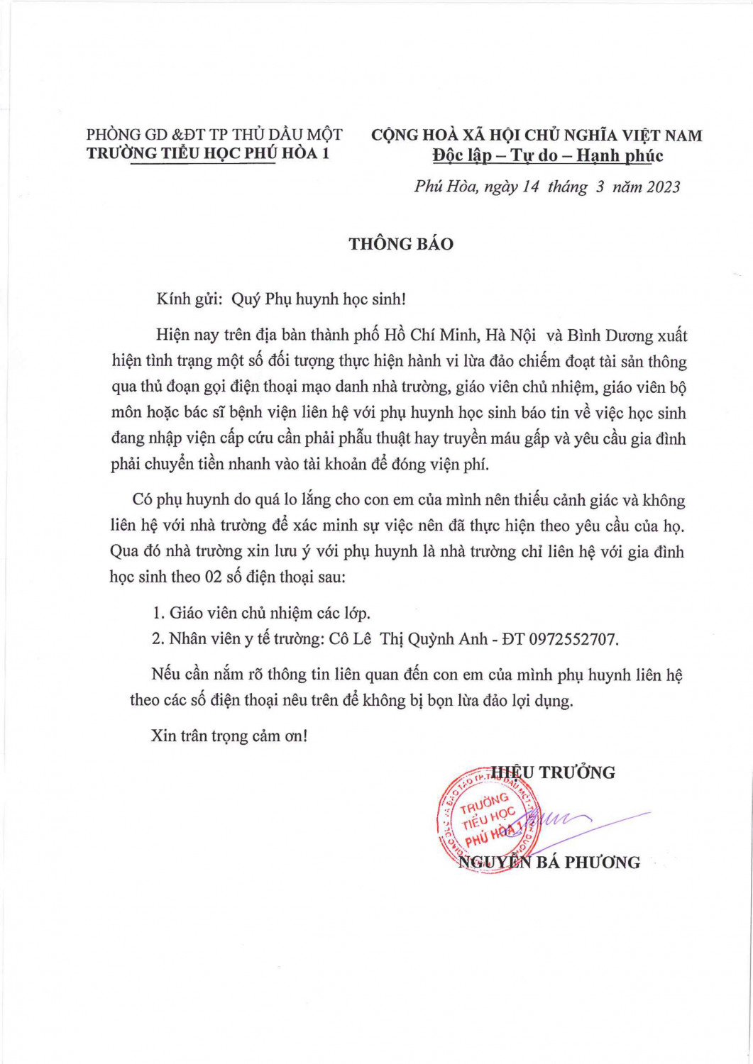 TB VE THU DOAN LUA DAO