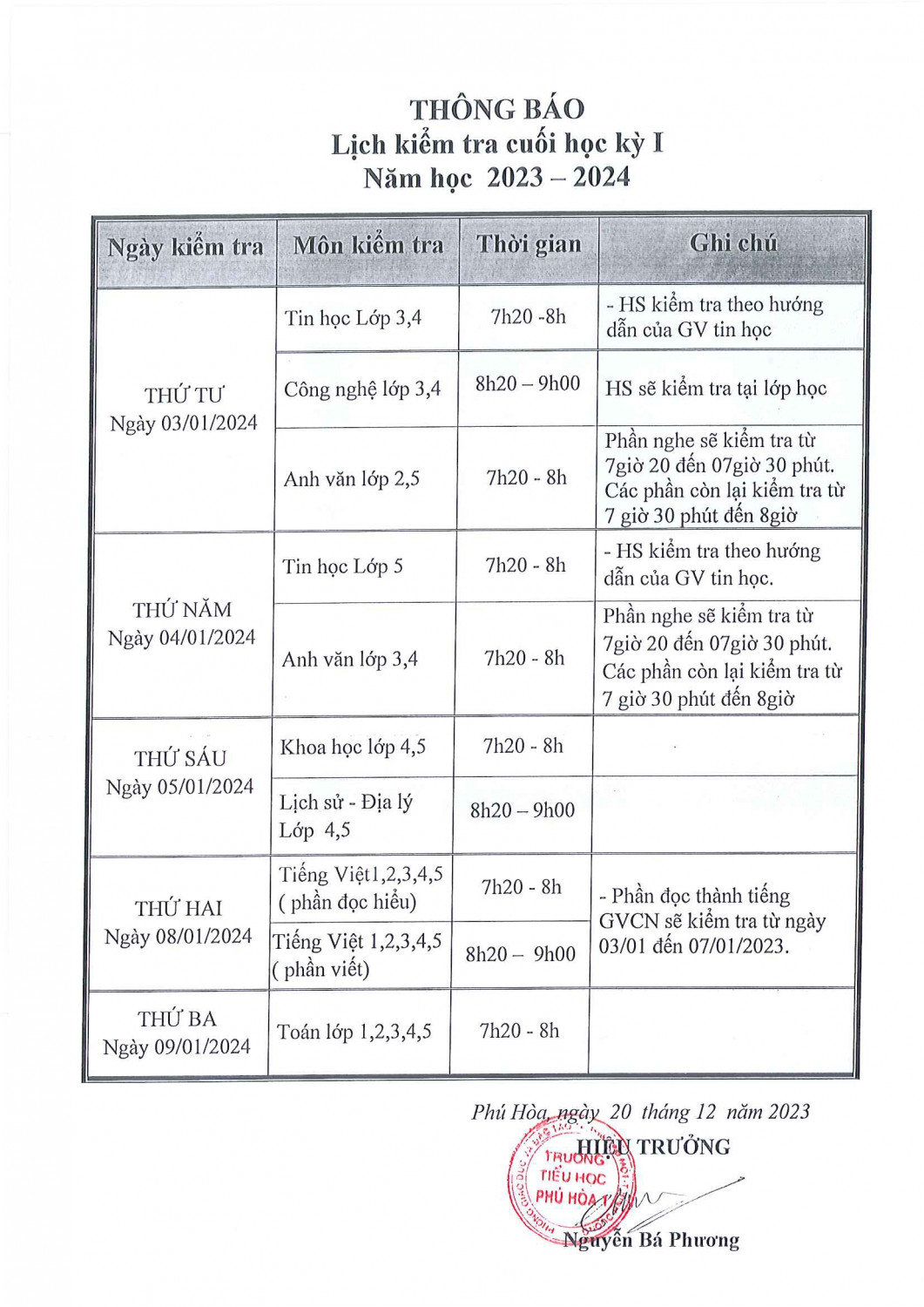 TB lich kiem tra HK 1 ( 23 24)