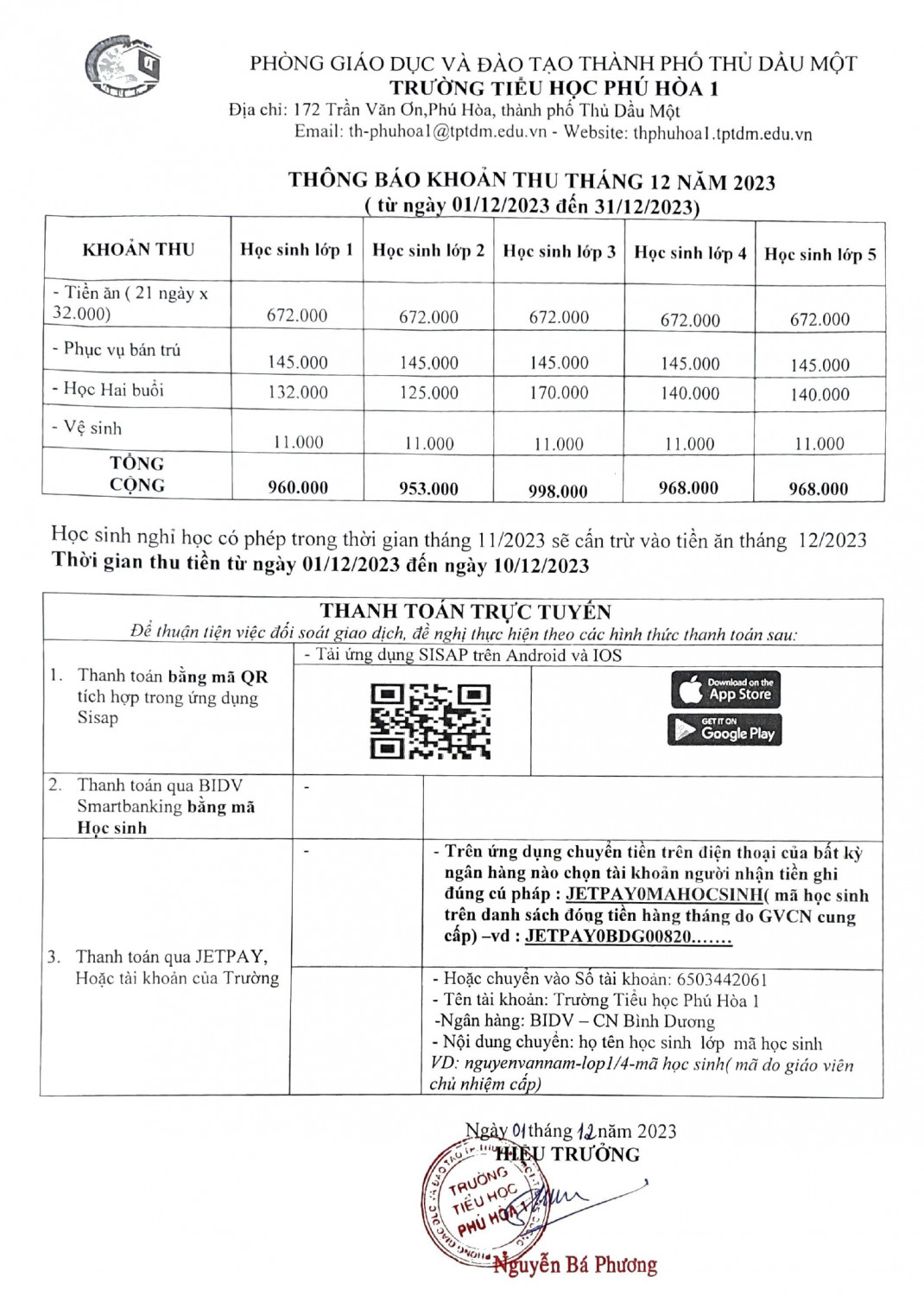 Thong bao thu tien t12